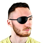 Premium Handmade Leather Eye Patch with Soft Foam Padding, Adult Slim Eye Patch for Men and Women for Lazy Eye Therapy, Cosplay, and Pirate Costume (Black)