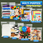 3 Gallon Extra Large Zipper Bag, 16” x 18” Clear Plastic Zip Bag with Handle for Storage, Moving Travel, 2mil Thick Resealable Lock, 60 pack