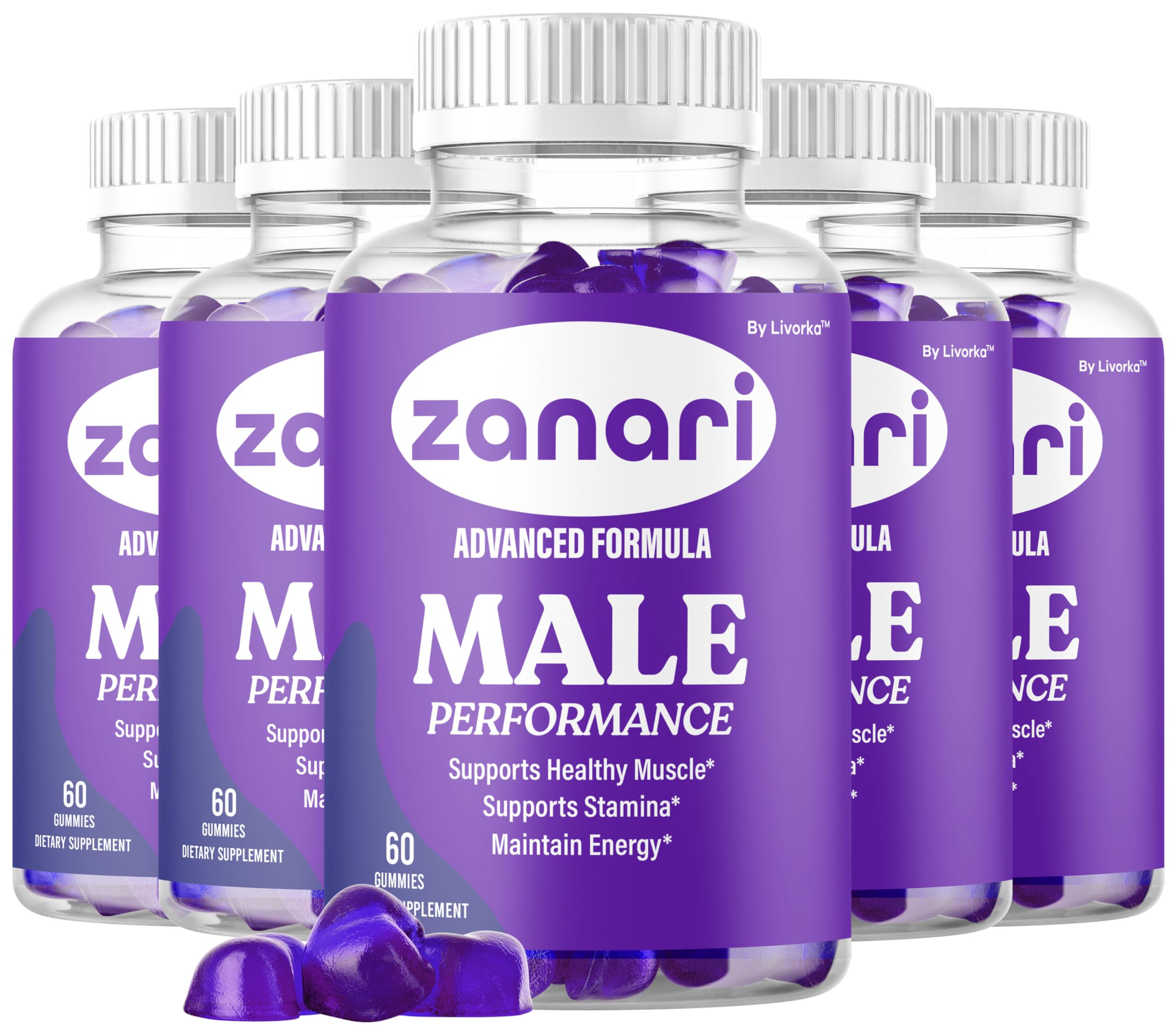 (5 Pack) Zanari - Official Zanari Gummies for Men Advanced Formula All Natural Ingredients Support Gummys - Maximum Strength, Premium Vitamins for Overall Health & Wellness, 300 Gummies for 5 Months