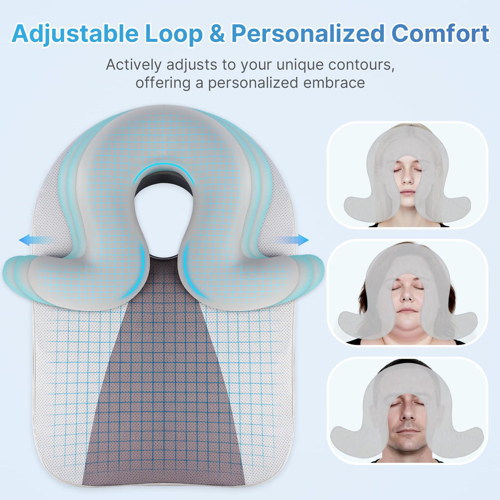 Eye Face Down Pillow Set for Sleeping, BBL, Retinal Surgery Recovery, Soft U-Shaped Memory Foam Stomach Sleeping Prone Pillow with Adjustable Loop for Personalized Comfort, Home Massage Pillows, Grey