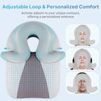Eye Face Down Pillow Set for Sleeping, BBL, Retinal Surgery Recovery, Soft U-Shaped Memory Foam Stomach Sleeping Prone Pillow with Adjustable Loop for Personalized Comfort, Home Massage Pillows, Grey