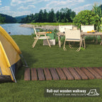 Wooden Garden Pathway 8 FT Outdoor Roll Out Wood Walkway (Carbonized)