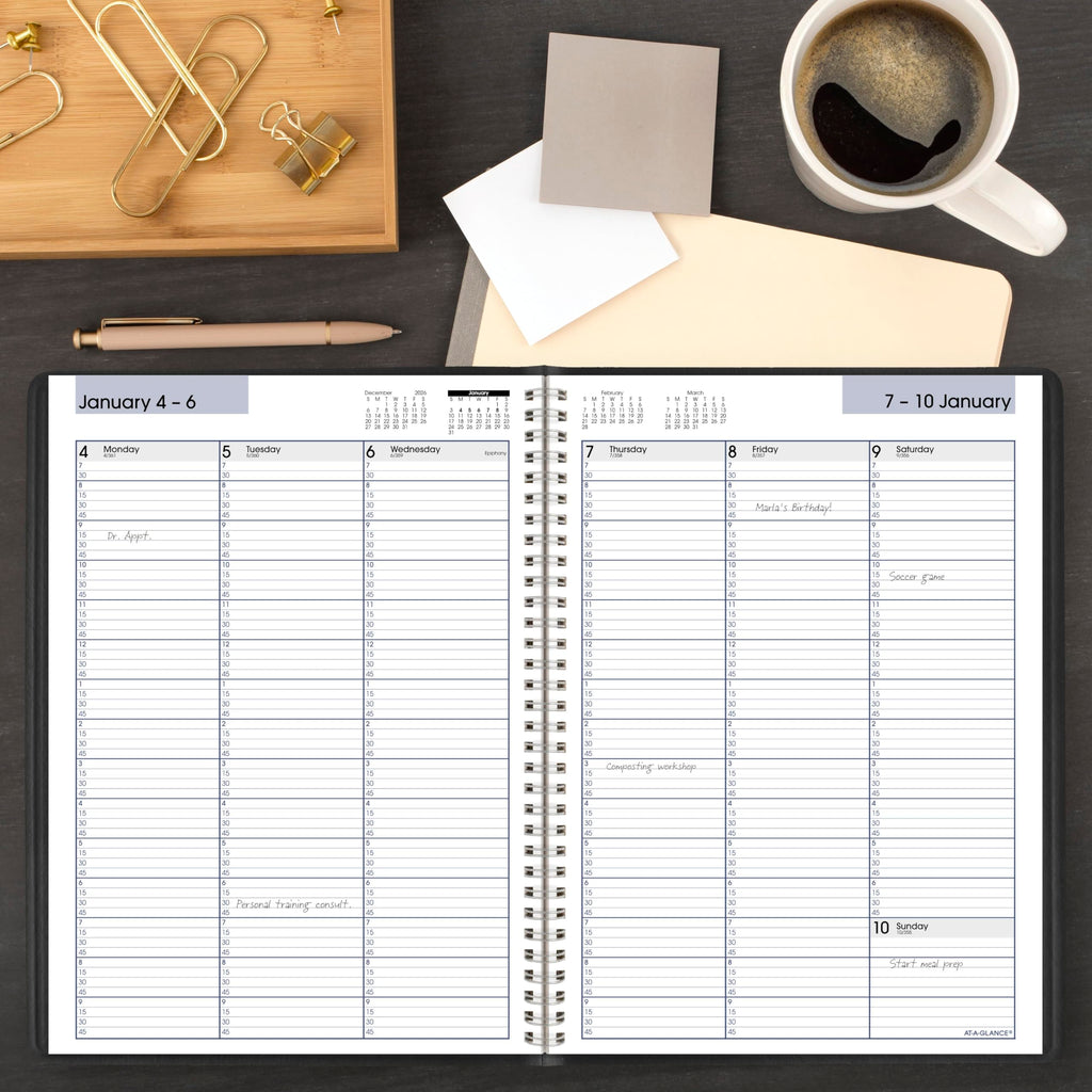 AT-A-GLANCE 2027 Appointment Book Planner, Weekly, 8" x 11", Quarter-Hourly, DayMinder, Black (G5200027)