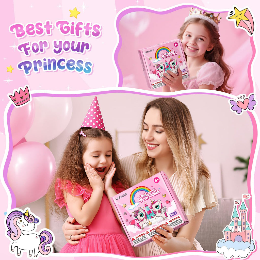 Bofuoos Unicorn Bath Bombs with Surprise Toys Inside, Girls Birthday Gifts