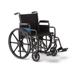 Medline Comfortable Folding Wheelchair with Swing-Back Desk-Length Arms and Swing-Away Footrests, 18”W x 16X”D Seat