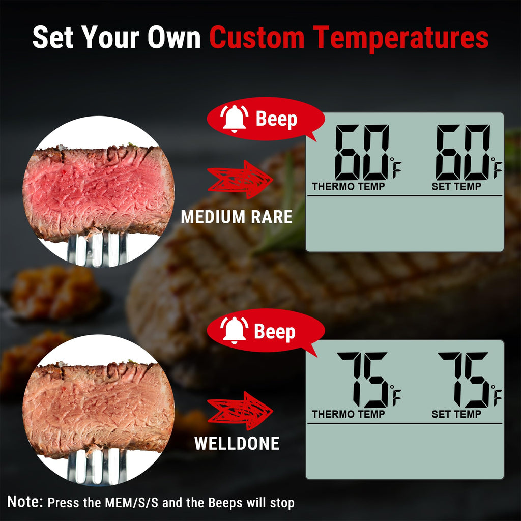 TempPro TempTrack Large LCD Digital Meat Thermometer for Cooking