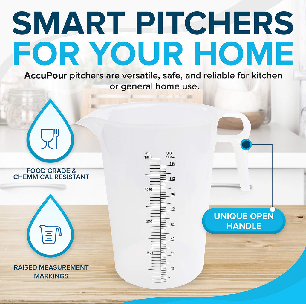 ACCUPOUR 8oz (250 mL) Measuring Pitcher, Plastic, Multipurpose - Great for Chemicals, Oil, Pool and Lawn - Ounce (oz) and Milliliter (mL) Increments (1 cup)
