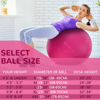 Fitvids Anti-Burst and Slip Resistant Exercise Ball for Yoga, Fitness, Birthing With Quick Pump - 2,000-Pound Capacity, Pink, 30-Inch, XL