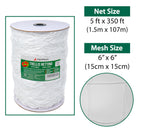 AlpineReach Trellis Netting 5 x 350 ft Heavy Duty Polyester White - 6 Inch Mesh Support Twine for Growing High Yield Tomatoes, Peas, Vine Climbing Plants Fruits Vegetables