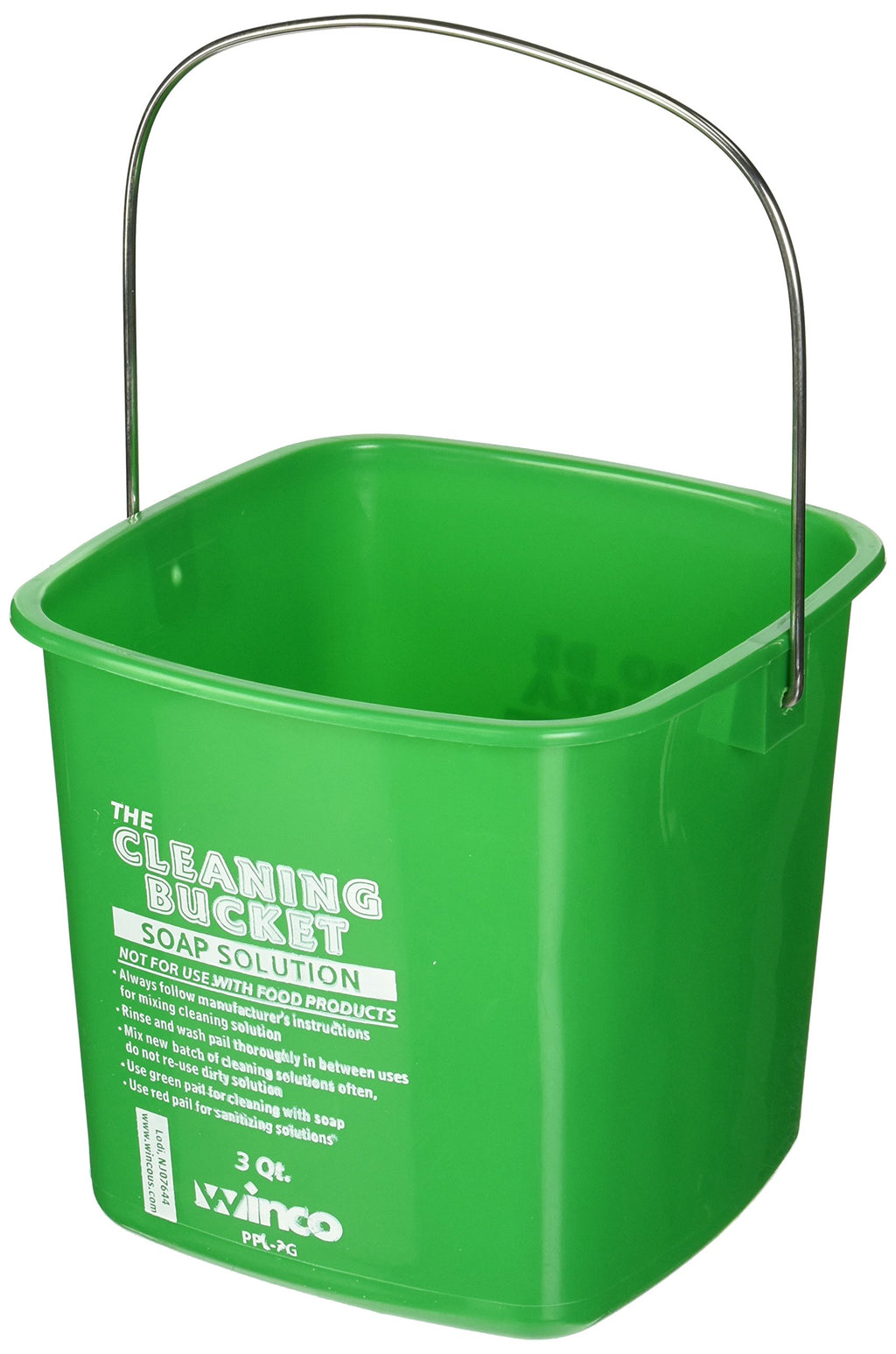 Winco 3 qt Green Plastic Cleaning Bucket