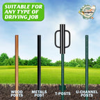 Gtongoko 12LB T Post Driver with Handles Heavy Duty Fence Post Driver Post Pounder for T-Posts，U Channel，Metal Post and Sign Post Pole Driver Tool,17 Inch Black