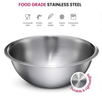 FineDine Stainless Steel Mixing Bowls Set, Dishwasher Safe, Up To 8 Quart Metal Mixing Bowls For Kitchen, Nesting, Large, Small, Big Food Prep, Cooking, Baking