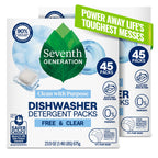 Seventh Generation Dishwasher Detergent Packs, Free & Clear, 45 Ct, 2 Pack