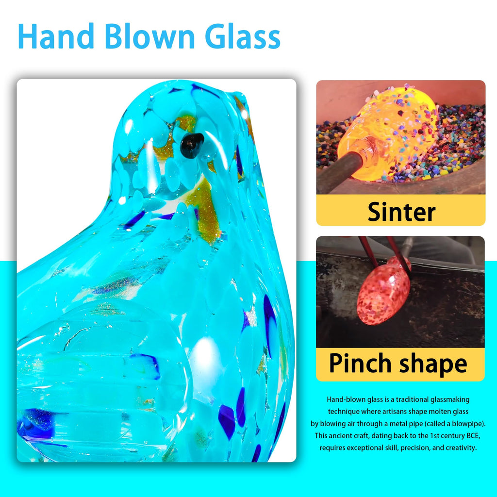 Garden Solar Lights,Solar Garden Stake Lights - Hand Blown Glass Decorative Garden Pathway Lights Outdoor Waterproof Sky Blue Bird Glass Stakes