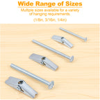 KURUI Heavy Duty Hollow Drywall Anchors for Sheetrock Ceiling, Toggle Bolts and Wing Nut Kit, 28Pcs Metal Dry Wall Anchors and Screws Assortment Set, Butterfly Anchor for Hanging 1/8, 3/16, 1/4