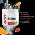 RAW Nutrition Creatine Monohydrate Powder, Fruit Punch (30 Servings) - Micronized Creatine Monohydrate Supplement for Workout Performance, Build Muscle & Strength - Creatine Powder for Men & Women