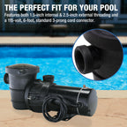 Doheny's 1 HP Above Ground Swimming Pool Pump | 115V, 75 GPM (0.9 THP) | Stainless Steel Shaft, Reinforced Thermoplastic, Low-Noise, High-Efficiency | 1.5" Internal & 2.5" External Threading