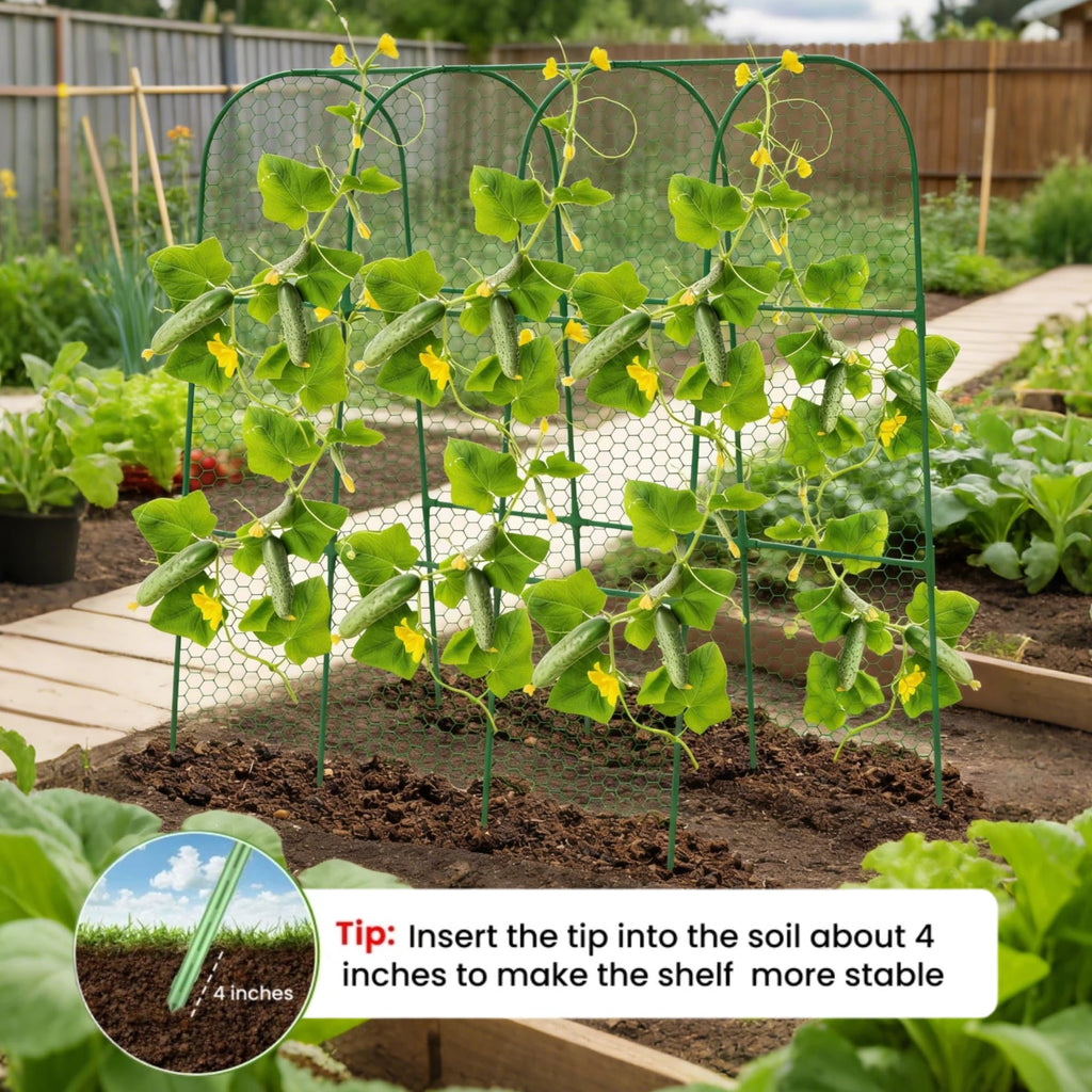Cucumber Trellis, 50" X 47" U-Shape Garden Trellis for Climbing Plants Outdoor, Arch Trellis Cucumber for Raised Bed, Foldable Plant Support for Vine/Vegetable/Tomato/Zucchini/Pea