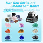 KomeStone K1 Pro Professional Cutting-Edge Brushless Motor Advanced Rock Tumbler Polisher Kit, Extra Large 2.5Lb Barrel with 3-Speed Motor 9-Day Timer, 6 Belts, Rough Gemstones, 4 Polishing Grits etc.