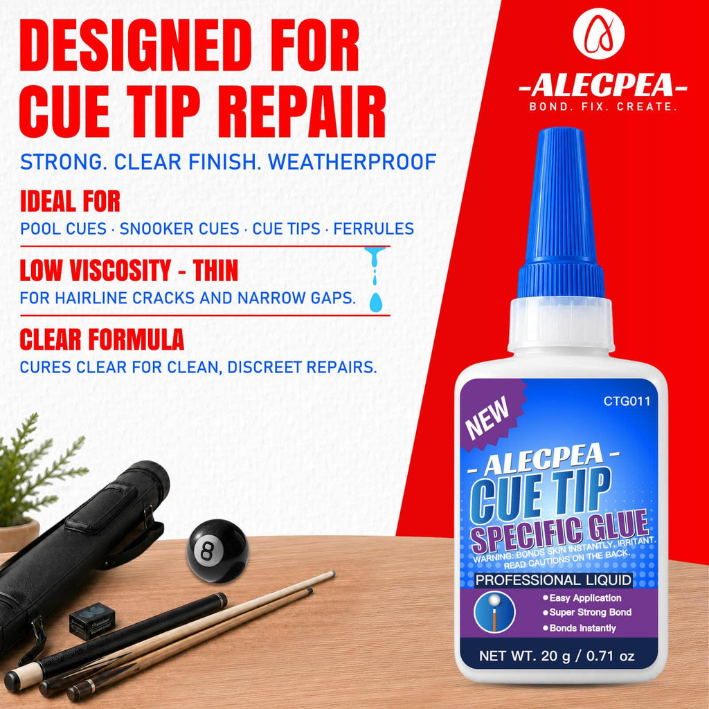 ALECPEA Pool Cue Tip Glue, 20g Thin Billiard Cue Repair Adhesive