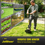 Jardineer Lawn Aerator Coring Tool with Soil Core Tray, Core Aerator with 4" Deep Plugs and Wider Foot Pedal, Manual Grass Plug Aeration Tool for Compacted Soil, Improving Lawn Health