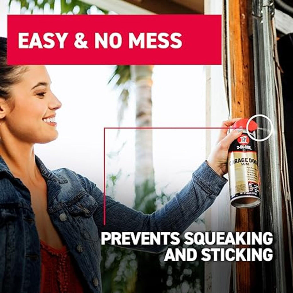 3-IN-ONE Professional Garage Door Lubricant with Smart Straw Sprays 2 Ways, 11 OZ Twin Pack, 100584, Clear