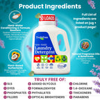 Truly Free Natural Laundry Detergent for Sensitive Skin | Eco Friendly, Plant Based, Baby Clothes Safe | Clean & Easy Powder to Liquid, 1 Pack Detergent + 1 Refillable Jug | Signature Scent, 50 Loads