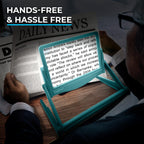 MAGNIPROS 5X Large LED Full Page Magnifying Glass w/Collapsible Hands-Free Stand & 3 Color Light Modes to Reduce Eye Strain-Ideal Reading Small Prints, Crafting, Low Vision & Seniors
