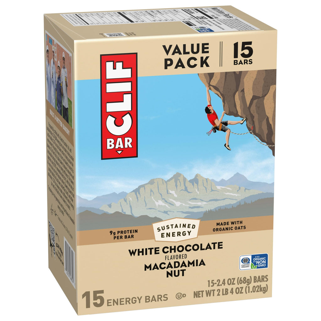 CLIF BAR Protein Energy Bars, White Chocolate Macadamia Nut, 15ct