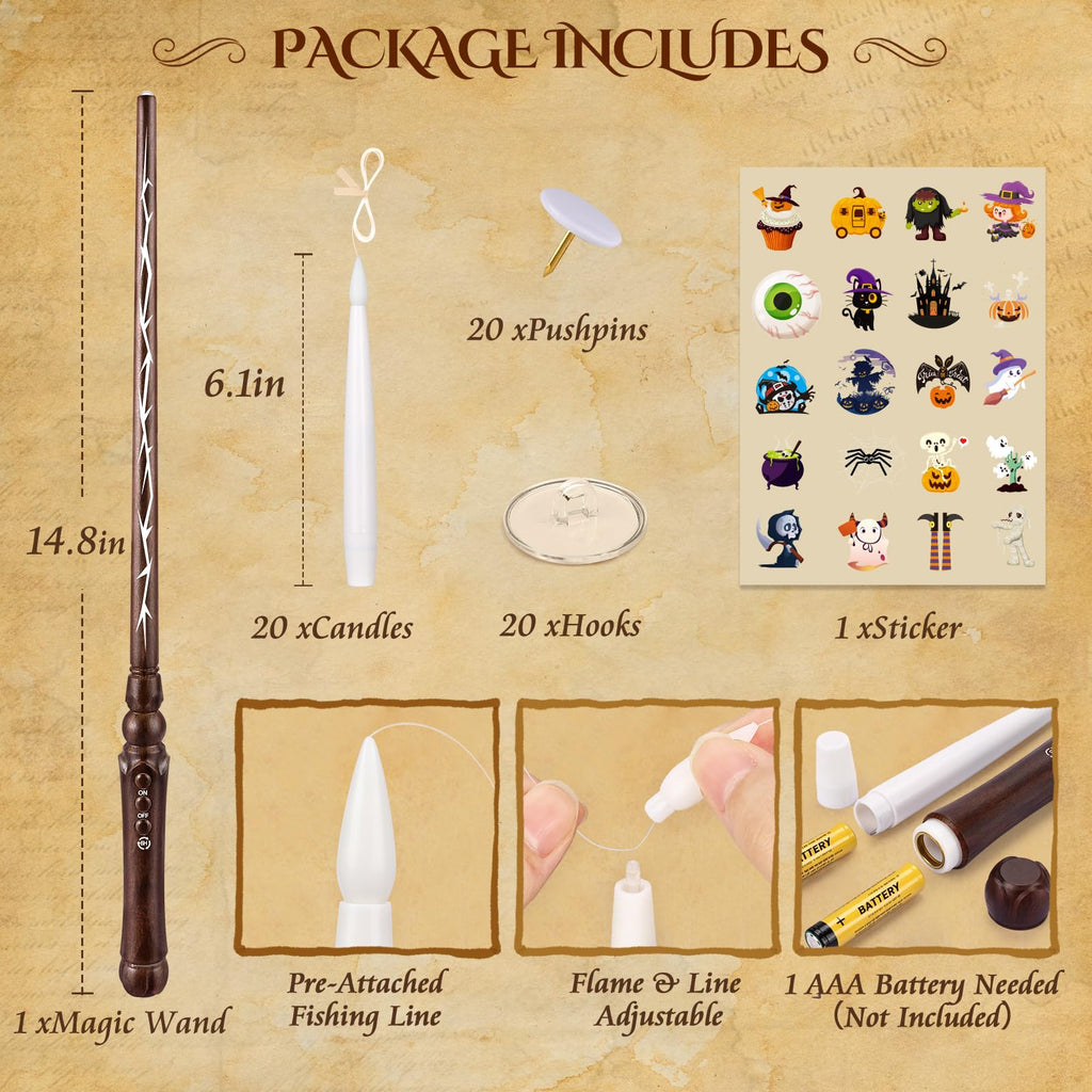 OCATO Upgraded 20Pcs Floating Candles with Wand for Halloween Decorations