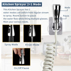 CECEFIN Kitchen Sink Sprayer Hose Attachment for Faucet, Kitchen Faucet Head Replacement w/ 79" Recoil Hose and Holder, Pressurized Water Saving Aerator & Diverter Valve, Faucet Sprayer Attachment Set
