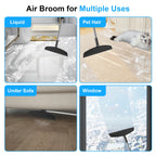 UDUK Broom with Dustpan Combo Set and Silicone Air Broom Kit, 51" Long Handle Floor Squeegee, Black Household Kit for Glass Window Rugs Pet Hair Home