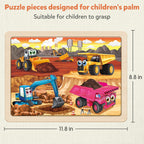 SYNARRY Large Wooden Construction Vehicle Puzzles for Kids Ages 4-6