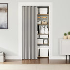 Techni Home Studio Series 32" W x 80" H PVC Foldable Accordion Door, Trimmable, Flexible Single Layer Panels, Grey