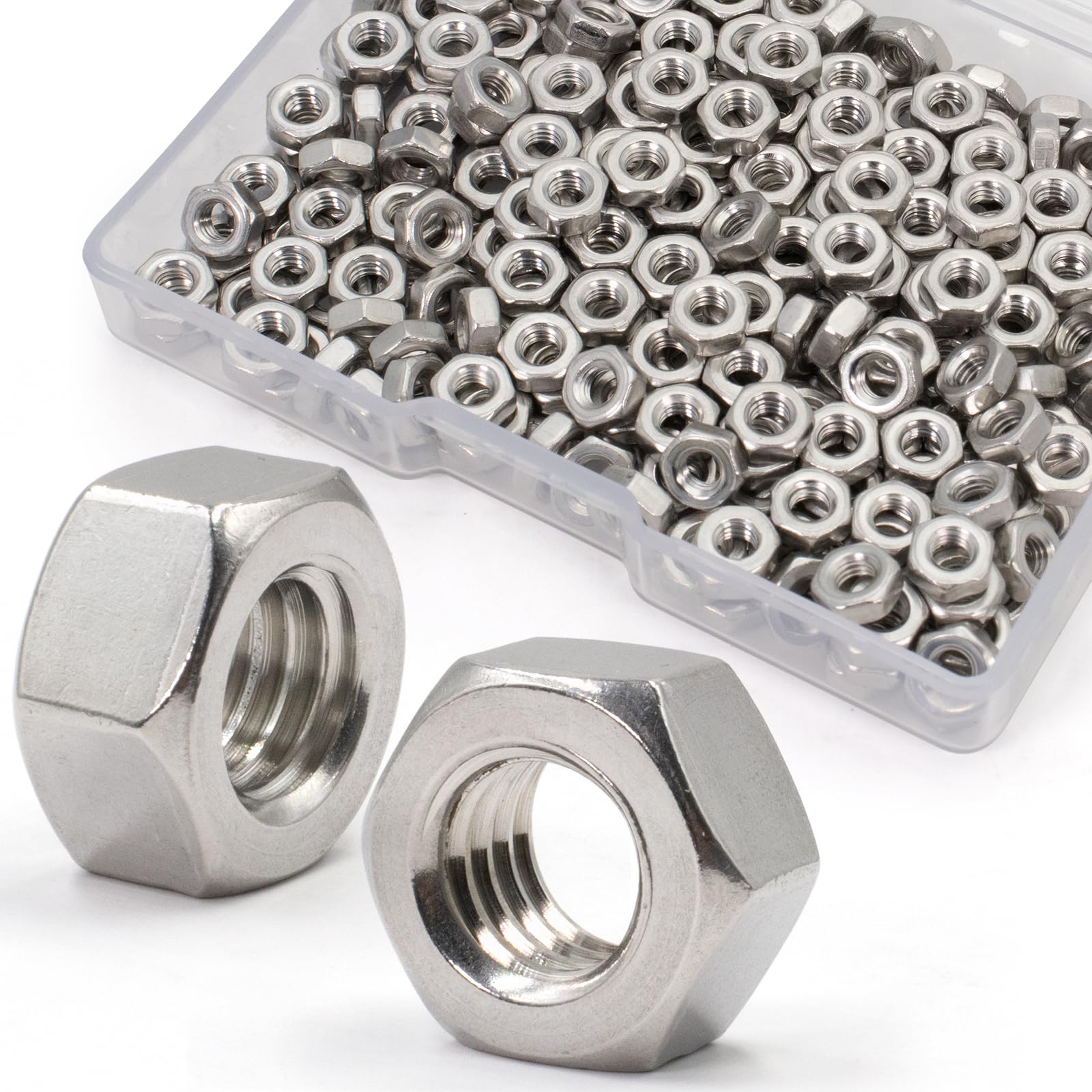 ZQZ M4-0.7 Hex Nuts,300PCS Stainless Steel Hardware Nut 304 ss Threaded Nut