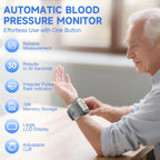 BENECEN Blood Pressure Monitor Adjustable Wrist Cuff for Home Use Automatic BP Machine Large Digital LCD Display 199 Memory Batteries Included with Carrying Case, Grey