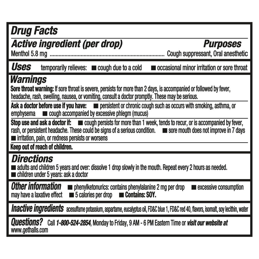 Halls Relief Mountain Menthol Sugar Free Cough Drops, Bulk Cough Drops, 225 Drops