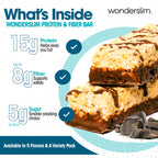 Wonderslim High Fiber Protein Bars, Fluffy S'more Crisp | 15g Protein, 8g Fiber | Low Sugar, Low Carb | Healthy Indulgence | Satisfying, Supports Energy & On-the-Go Convenience, 7 Pack