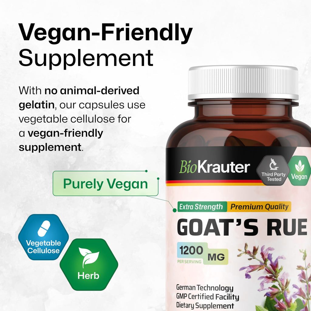 BIO KRAUTER® Goats Rue for Breastfeeding - Pure Vegan Lactation Supplement - Goat’s Rue 100 Capsules 1200 mg per Serving - Natural Supplements for Women - No Fillers, Non-GMO, 25-Day Supply