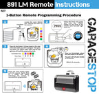 2X for 891LM Chamberlain Craftsman Liftmaster Garage Door Opener Remote Replacement, 1993 to Present Garage Clicker, Universal Garage Door Opener Remote