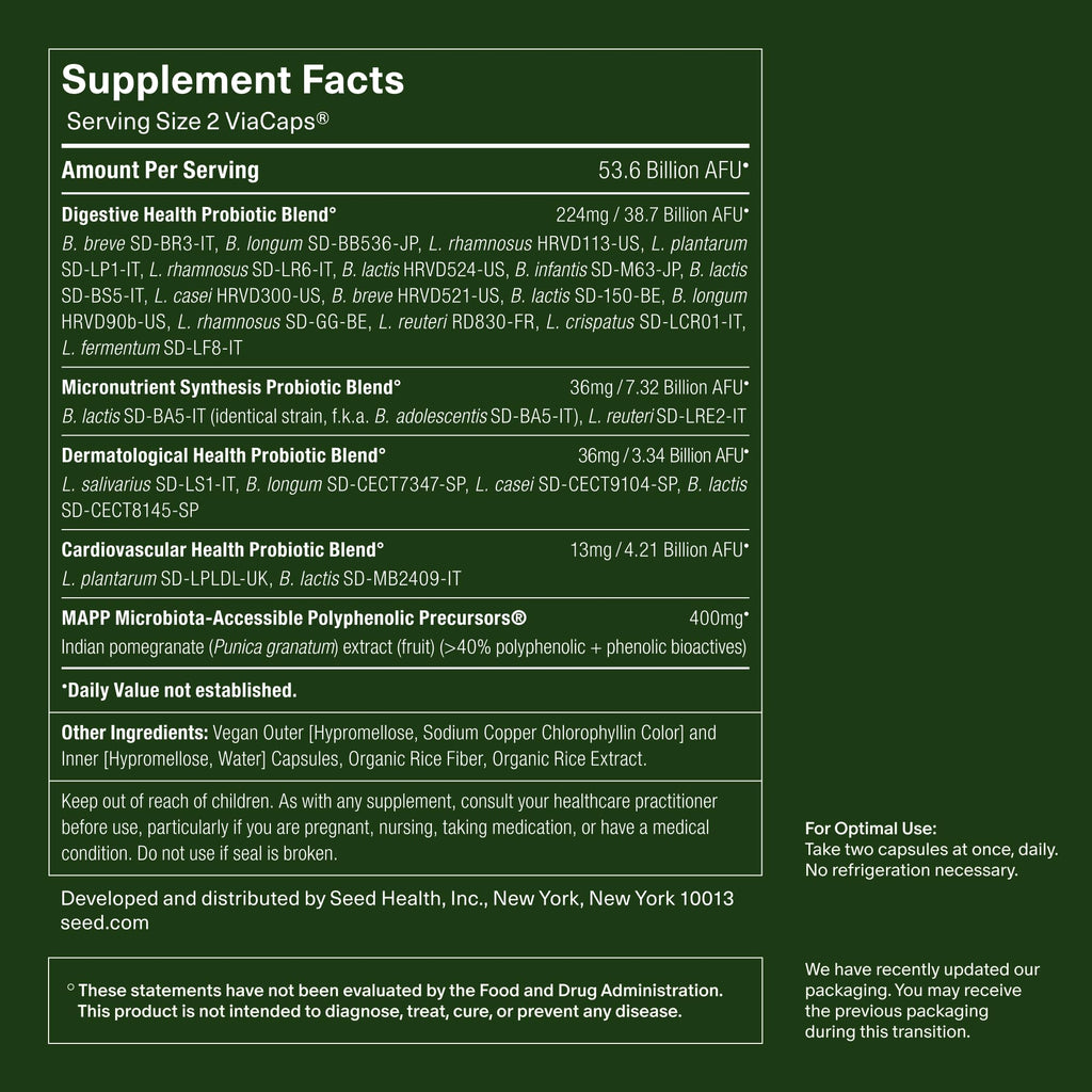 Seed DS-01 Daily Synbiotic - Prebiotic and Probiotic for Women & Men - Digestive Health, Gut Health, Immune Support, Bloating & Constipation Relief - Vegan & Shelf-Stable - 60-Day Refill (120ct)