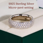 VISDIV 925 Sterling Silver Wedding Rings for Women Promise Engagement Non Tarnish Bands Rings CZ Cubic Zirconia Chunky Eternity Statement Wide Rings for Her