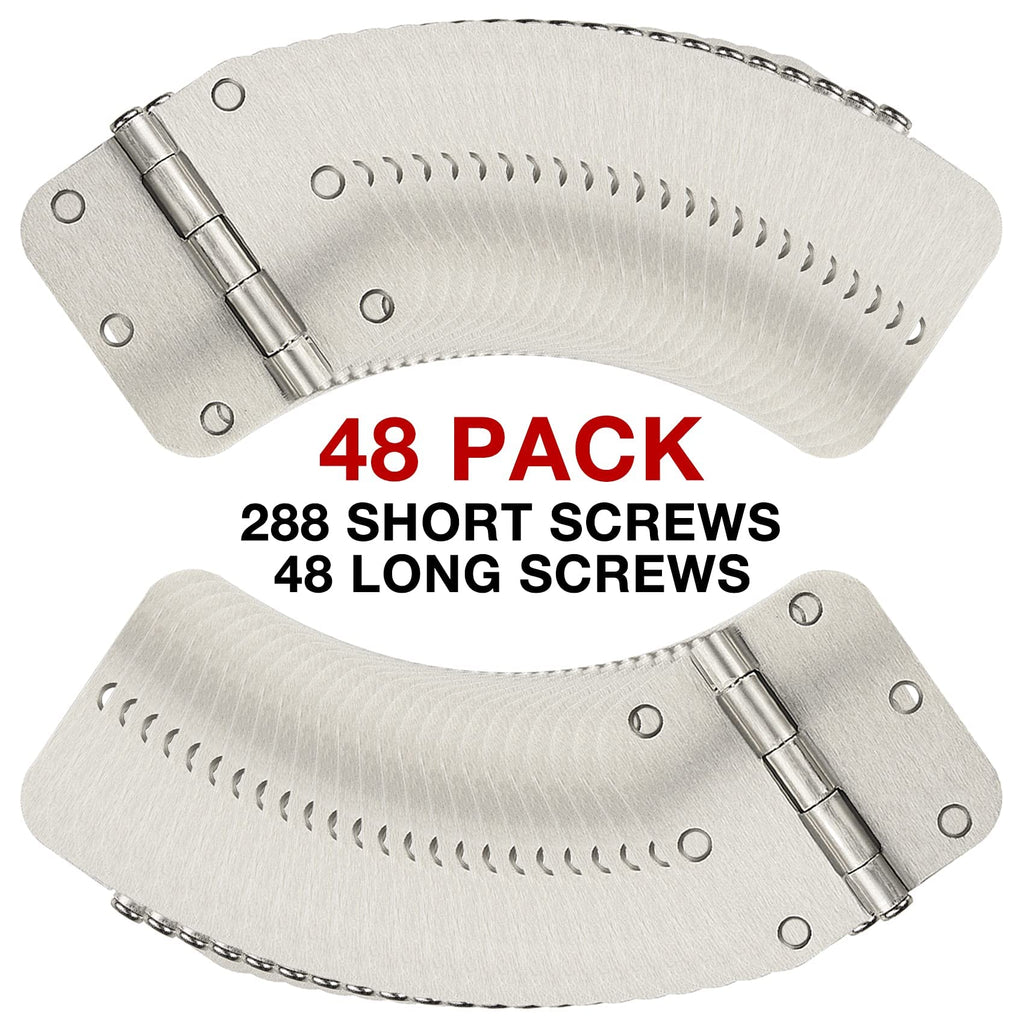 48 Pack Interior Door Hinges Brushed Nickel 3.5 Inch x 3 1/2" Rounded 5/8" Radius 3 ½"Satin Iron Bifold Residential Hinge for French Style Slab Single/Double Doors Hardware Kit Living/Bed Room