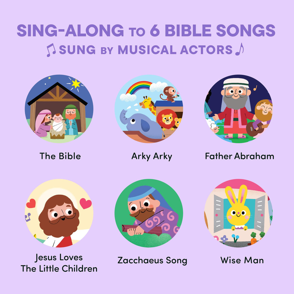 Bible Stories Christian Sound Books for Kids - 6 Bible Songs - Christening, Baptism Gifts for Boys and Girls - Religious Toys, Interactive Music Books for Toddlers - Baby Dedication