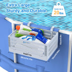 PAHTTO Poolside Storage Basket, Foldable Above Ground Pool Storage Basket for Pool Toys, Towels, Beverages, Poolside Organizer, Pool Accessories for Above Ground Swimming Pool (1 Pack- Gray)