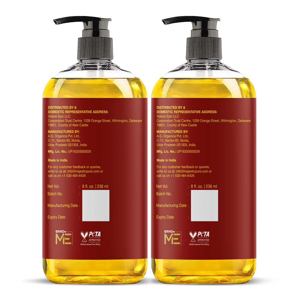 Majestic Pure Cellulite Massage Oil for Massage Therapy- Refreshing and Relaxing- Natural Oils with Grapeseed, Eucalyptus & Lemon Oil- All Skin Types- Men and Women Massage Lotion- 8 fl oz (Pack of 2)