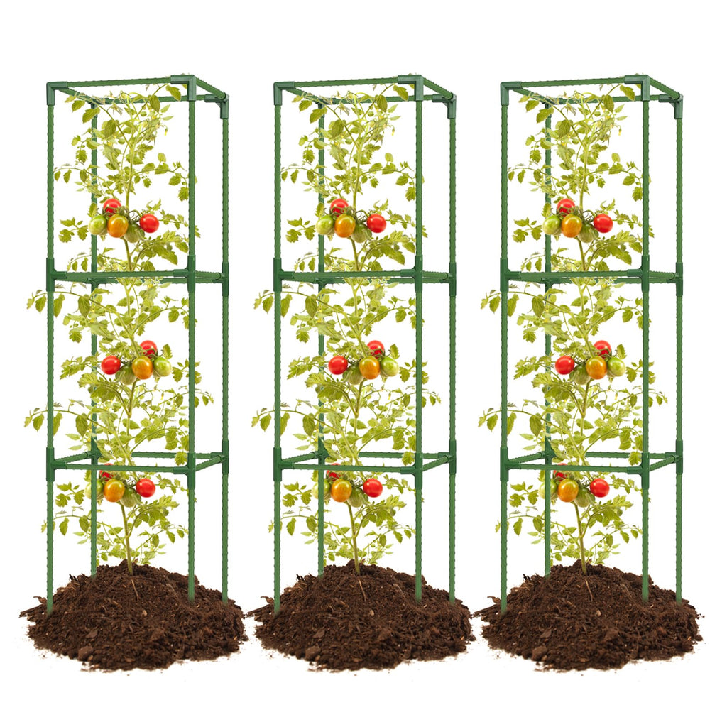 3 Pack 47 Inch Heavy Duty Height Adjustable Square Tomato Cage