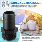 Saillong 2 Pcs Hose Male Insert Adapter Compatible with Hayward SPX1091Z2, S240PAK1, S200PAK1, S160TPAK1, PAK3, S160T, S190T, Pool Hose Adapter Replacement for Sand Filters