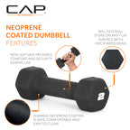 CAP Barbell 2 LB Neoprene Dumbbell Hand Weights - Pair | Black