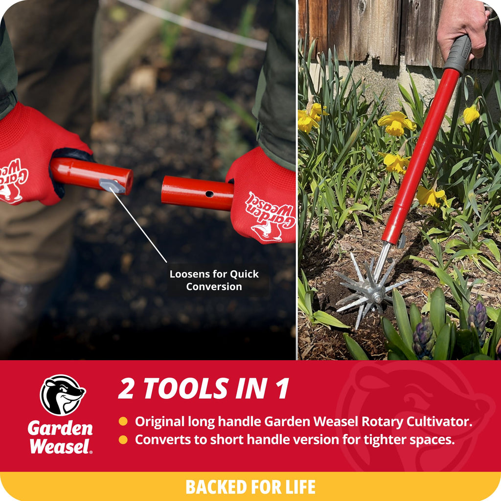 Garden Weasel Rotary Hand Cultivator Tiller for Aerating Weeding Planting